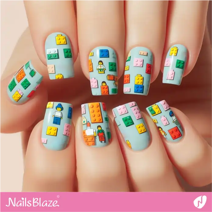 LEGO Pattern on Short Nails | Game Nails - NB2715